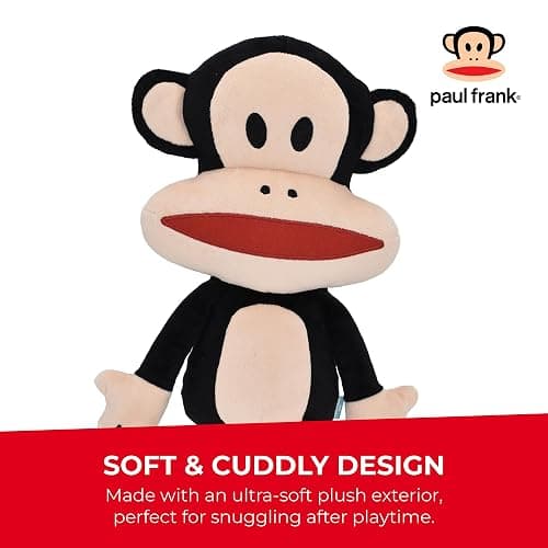Multipet Paul Frank's Julius The Monkey Dog Plush Toy - Squeaky Toy for All Dogs - Extra Soft Plush - Stuffed Animal for Cuddling & Playing (10") thumbnail 6