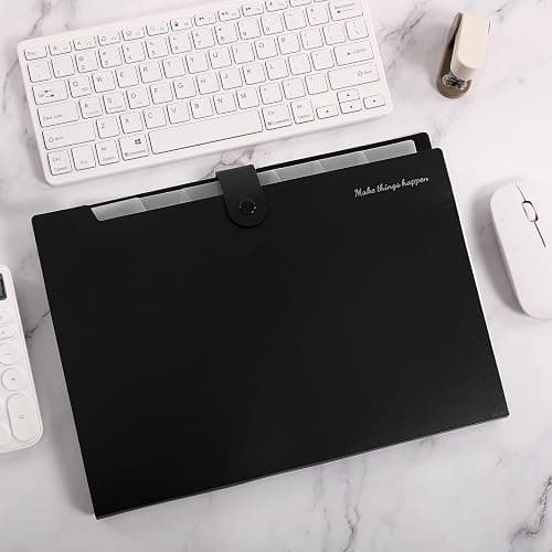 SKYDUE 8 Pockets Expanding File Folders, Accordion Folders, Portable Paper Bill Receipt Organizer, Letter Size, Home College School Office Supplies, Black thumbnail 2