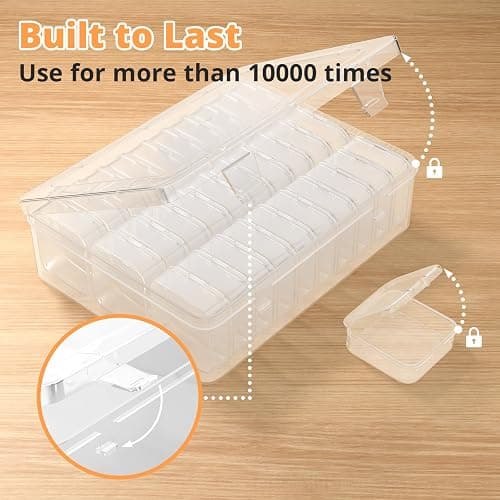 Mathtoxyz Bead Organizer Box, 31Pcs Small Beads Organizers and Storage Plastic Cases Mini Clear Dimond Storage Containers Boxes with Hinged Lid and Rectangle for Bracelet Making DIY Jewelry Craft Nail thumbnail 3
