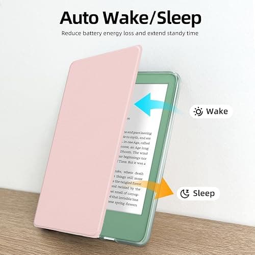 MOROCK Case for All-New Kindle(11th Generation, 2024/2022 Release), Lightweight PU Leather and PC Clear Acrylic Back Cover, Auto Sleep/Wake Case for Kindle 11th Generation 2024/2022, Pink thumbnail 4
