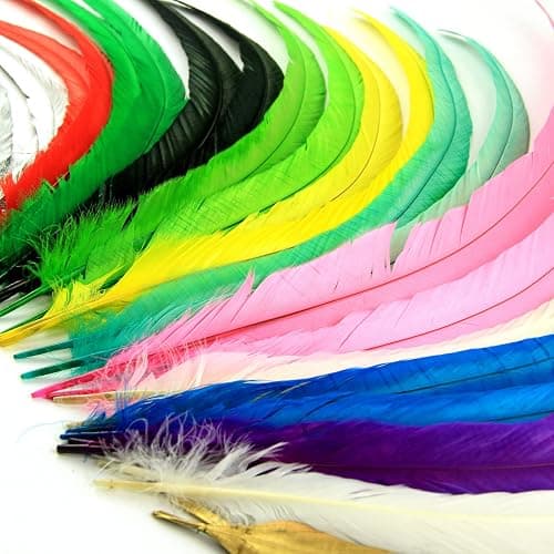 THARAHT 50PCS Rooster Coque Tail Feathers Bulk Natural 12-14Inch 30-35cm for Crafting Wedding Gras Masquerade Party Performances DIY Decoration Rooster Tail Feather,Silver thumbnail 6
