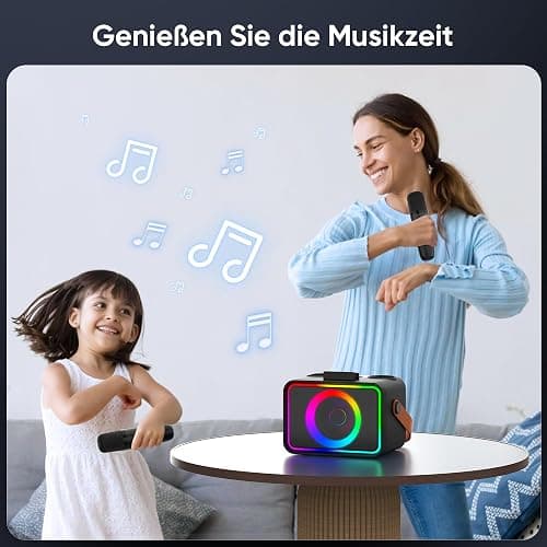 [2025] Karaoke Maschine 2 Mikrofonen: Karaoke Anlage mit 2 Karaoke Mikrofonen - Tragbare Bluetooth Karaoke Box Lautsprecher für Erwachsene Kinder Live-Mischpulte Geschenk für Weihnachten Geburtstag thumbnail 6