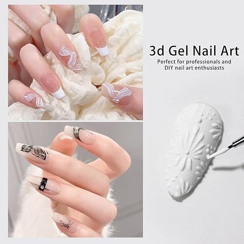 2pcs Solid 3d Gel Nail Art Sculpting Gel For Nail Art Salon Home DIY | Non Wipe 3d Nail Sculpting Gel For Nail Art, White Black 3d Nail Art Gel Multifunctional 3d Molding For Nails (White & Black) thumbnail 3