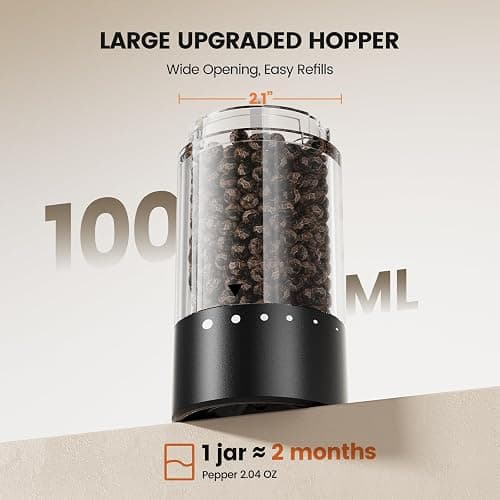 Electric Salt and Pepper Grinder Set - Rechargeable Automatic Salt and Pepper Shakers, Kitchen Appliances with External Adjustable Coarseness, Large Capacity, Housewarming Birthday Gifts for Women Men thumbnail 4