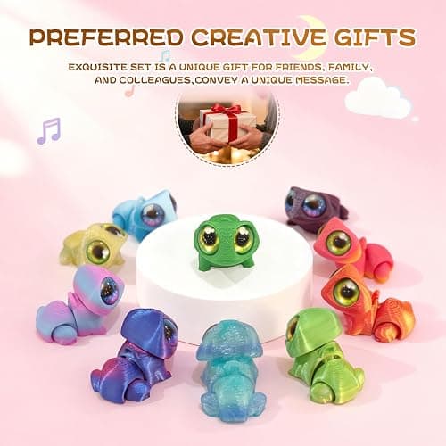 WJOVK 3D Printed Big-Eyed Frog Toy,10 PackArticulating Realistic Animal Pendant,Unique Desk Decor & Flexible Gift Idea (10PC Frog) thumbnail 6