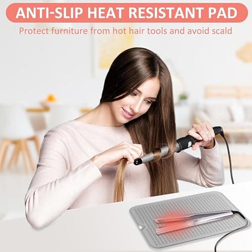 Quccefods Heat Resistant Large Silicone Mat for Hair Styling Tools - Curling Irons, Flat Irons, Hair Straighteners - Portable Vanity Pad thumbnail 3