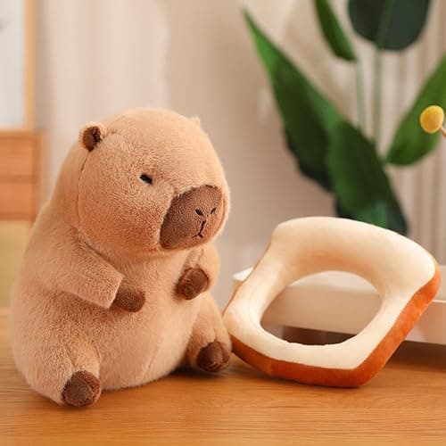 Karoeiwa Capybara Plush with Wearable Toast Headgear 11 inch Cute Bread Capibara Stuffed Animal Ultra Soft Plushies Toys Kawaii Gifts for Kids Brown thumbnail 3
