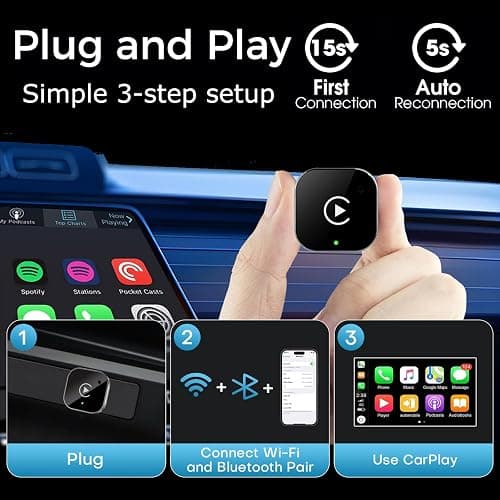 Wireless CarPlay Adapter 2026 Upgraded,CarPlay & Android Auto 2-in-1, Mini USB Design for Cars with Wired CarPlay,Fast Auto-Connect,Plug & Play,for Apple iOS 10+, Android 11+ Version thumbnail 5