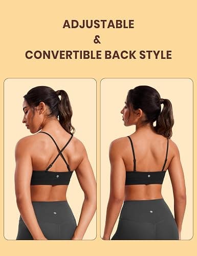 CRZ YOGA Butterluxe V-Neck Sports Bras for Women - Adjustable Thin Straps Padded Yoga Top Basic Wireless Camisole thumbnail 5