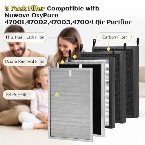 5 Pack Replacement Filters Set Compatible with Nuwave OxyPure 47001, 47002, 47003, 47004 Air Purifiers with 1pcs SS Pre-filter, 1pcs Ozone Removal Filter, 3pcs HEPA/Carbon Filters thumbnail 3