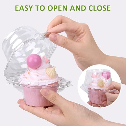 HIMETSUYA Cupcake Boxes Individual Cupcake Containers 50 Packs | Clear Plastic Cupcake Carrier for Muffin Cupcake Holders with Lids, High Topping, Thicker, Stackable thumbnail 5