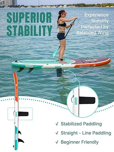 Niphean Inflatable Stand Up Paddle Board with SUP Accessories, Anti-Slip EVA Deck, 10’6’’ Inflatable Paddle Boards for Adults & Youth of All Skill Levels - Refreshing Mint Timber thumbnail 4
