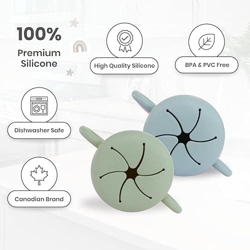 Baby Bliss 2 Pack Toddler Snack Container, Canadian Mom Owned, Snack Cups Toddler No Spill, Silicone Baby Snack Cup, Toddler Travel Essentials, Snack Containers for Kids, BPA Free (Sage/Dusty Teal) thumbnail 5