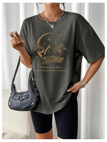 SOLY HUX Women's Oversized Graphic Tees Drop Shoulder Half Sleeve Loose Casual T Shirt Tops thumbnail 3