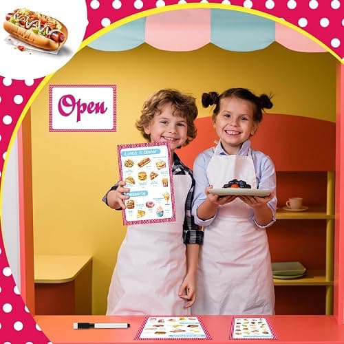 Yinkin 6 Pcs Pretend Restaurant Menu for Kids Restaurant Order Pads Erasable Pen Food Diner Play Set for Kids Toddler Role Play Accessories thumbnail 4