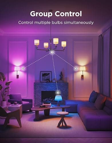 Govee E12 Led Bulb, Smart Light Bulbs Work with Matter, Alexa, Google Assistant, WiFi Candelabra Bulbs 40 Watt Equivalent, RGBWW Color Changing Light Bulb, 2.4Ghz Only, 450 LM, 4 Pack thumbnail 8
