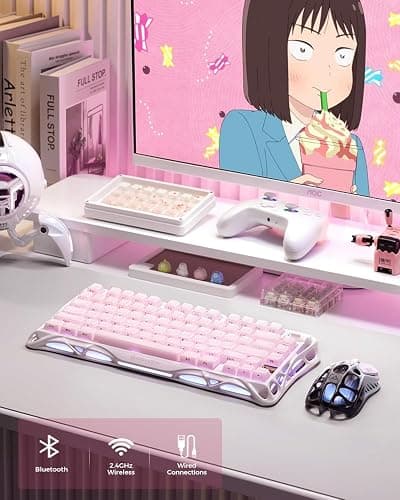 GravaStar Mercury K1 75% Pink Wireless Keyboard, Aluminum Alloy Exoskeleton Design Mechanical Gaming Keyboard, Gasket Hot-Swap Socket, Linear Switches, RGB Backlit thumbnail 7