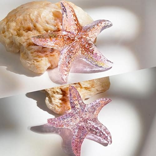 H&D HYALINE & DORA 2.8" Glass Starfish Figurine Handmade Blown Glass Starfish Figurine Tiny Crystal Sea Animals Ornament for Aquarium Decor(Pink) thumbnail 4