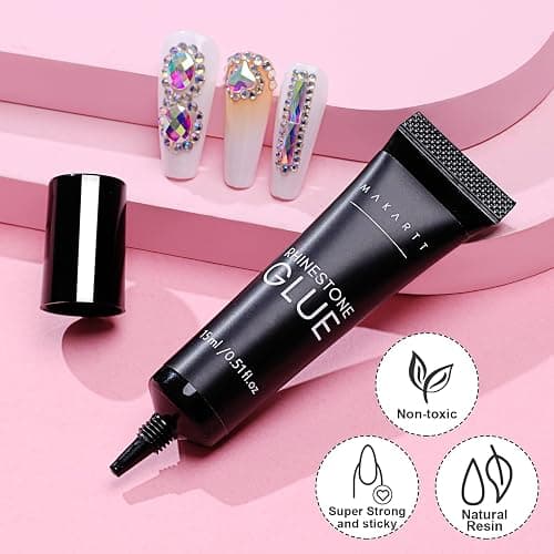 Makartt Nail Rhinestone Glue, Super Strong Gel Nail Glue for Rhinestones, 3D Art Design Charms and Gems, for Jewel Crystal Beads Gems Diamonds, UV/LED Need, Easy Use, 15ML thumbnail 9