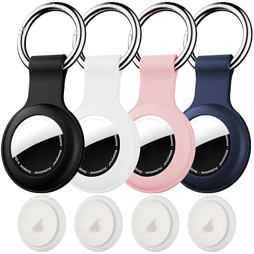 IPX8 Waterproof for AirTag Holder,4-Pack Silicone case for Apple Air Tag Keyring for Keys, Bags, Luggage, Pet Collars,Anti-Lost and Scratch-Resistant Design for Apple Air Tags - Image 1