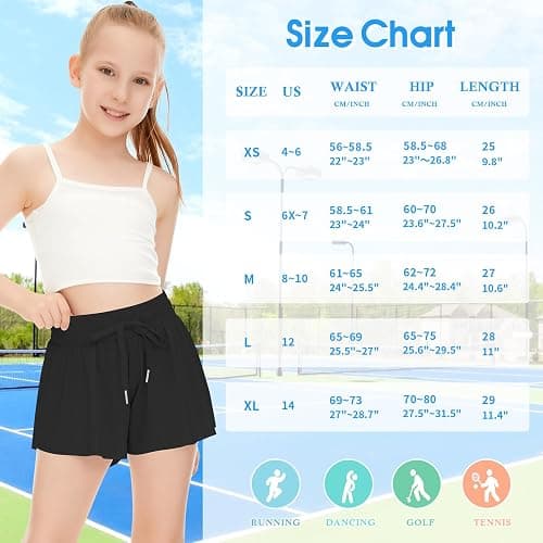 Girls Flowy Shorts Butterfly Shorts for Kids with Pocket 2-in-1 Athletic Shorts Running Shorts for Girls thumbnail 6
