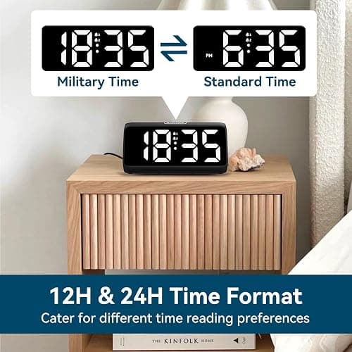 Netzu Digital Alarm Clocks for Bedrooms, Loud Alarm Clock with Dual Alarms, Bold Digits, 5 Dimmers, 4 Volumes, Snooze, Bedside Clock for Deep Sleepers Kids Teens Seniors, Plug in Clock, Easy to Setï thumbnail 6