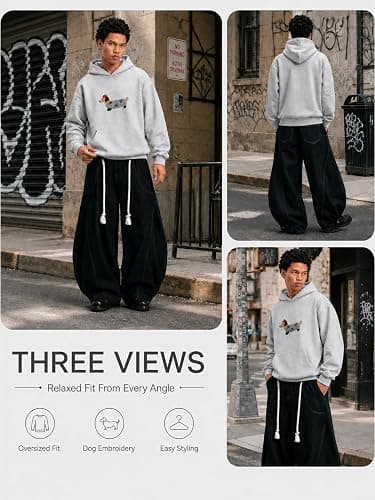 Vamtac Weiner Dog Hoodies Mens Oversized Hoodie Pullover Hooded Graphic Sweatshirt Embroidered Dachshund 2026 Trendy Tops thumbnail 6