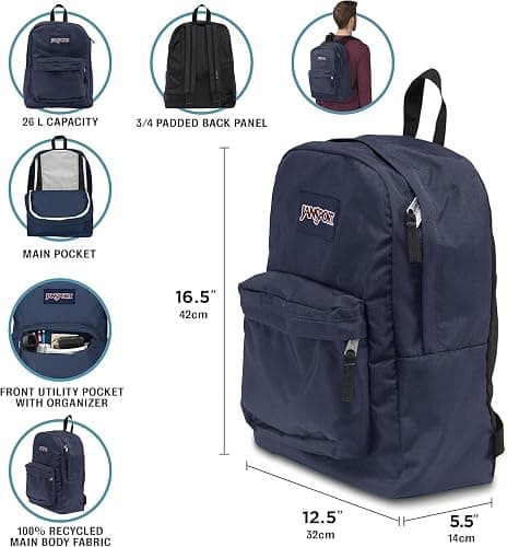 JanSport SuperBreak One Backpack - Durable, Lightweight Bag with 1 Main Compartment, Front Utility Pocket with Built-in Organizer, Premium Backpack, Faded Sage thumbnail 6