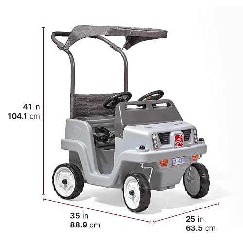 Step2 Side-by-Side Push Around SUV, Kids Push Car, 2 Seats, Stroller Substitute, Includes Seat Belts & Horns, Made of Durable Plastic, Max Weight 100 lbs., for Toddlers 1.5-5 Years Old, Gray thumbnail 3