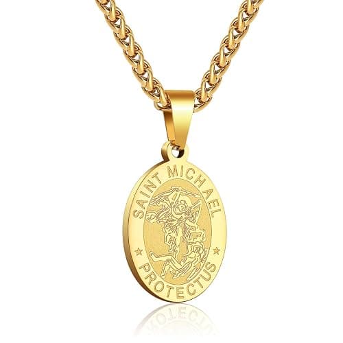 Zocomi Catholic First Communion/Confirmation Gifts for Boys Men,Saint Christopher/Michael/Anthony/Jude/Joseph Medal Necklace，Oval Saint Patron Medal Religious Amulet Gifts thumbnail 3