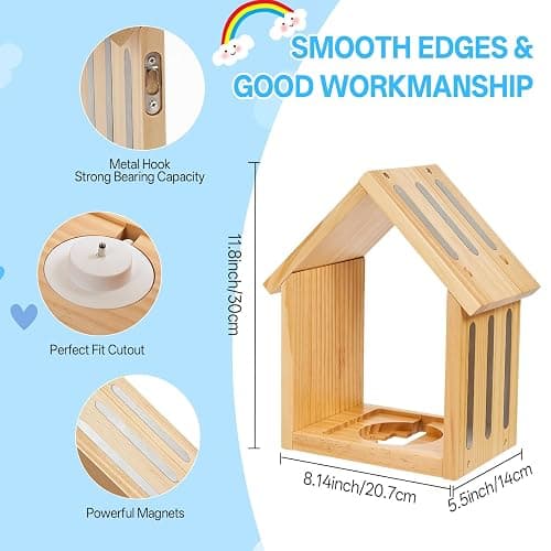 for Tonies Shelf, Compatible with Toniesbox 1 and Toniesbox 2 Tonies Magentic Wall Shelf for Creative Tonies Figures 12-40 Characters Wooden Tonie Storage Shelves for Kids Play Room(House Shape) thumbnail 3
