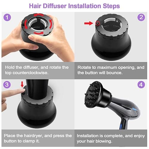 UUCOLOR Universal Hair Diffuser Suitable for 1.4 in to 2.6 in Adjustable Hair Dryer Diffuser Nozzle for Curly or Wavy Hair Styling thumbnail 5