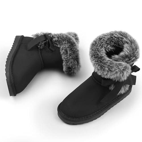 K KomForme Girls Kids Snow Boots Warm Fur Lined Slip On Outdoor Winter Shoes Lightweight Comfy（Little/Big Kids） thumbnail 6