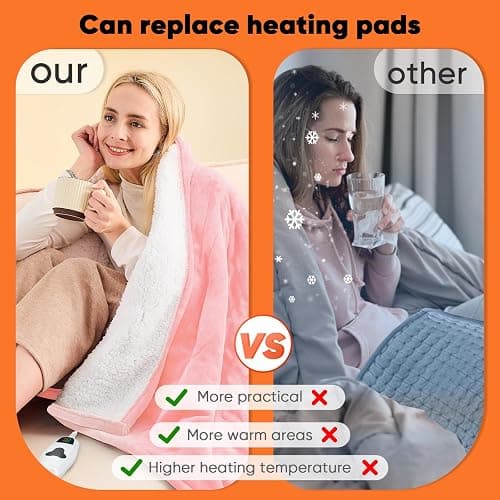 greenoak Heated Blanket Electric Throw 50"X60", Heating Blanket with 10 Heat Levels 8 Hours Auto-Off,Fleece Soft Blanket,Christmas Birthday Gifts for Women Mom, Baby Pink thumbnail 6