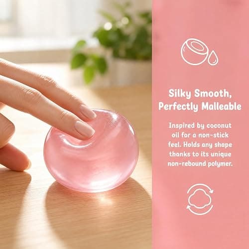 2pcs Coconut Oil Squishy, Shapeable Slow Rising Fidget Toy, Non-Sticky Sensory Stress Ball, Odorless Desk Accessory for Adults, Portable Squeeze Toy for Office and Home (Blue+Pink) thumbnail 7