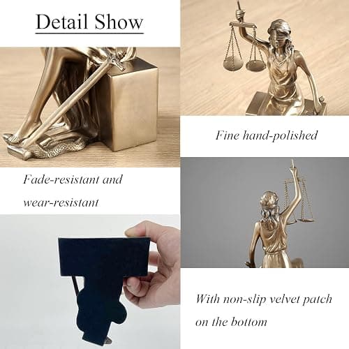 Lady Justice Statue Decorative Bookends Home Decor Roman Goddess Sculptures Gifts, Best for Lawyers and Law Students(10 x 5 x 4 inch) thumbnail 4
