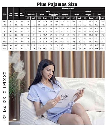 WJing Yi Jia Womens 3Pcs Floral Pajamas Sets Silk Satin Sleepwear XS~4XL Button Down Short Sleeve Shirt Pjs Loungewear thumbnail 2