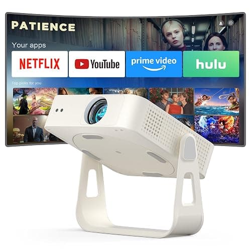[Officially-Licensed App & Auto Focus]White Smart Mini Projector with WiFi and Bluetooth, XuanPad 4K Support Movie Projector, Portable Native 1080P Outdoor Projector with 360° Stand - Image 1