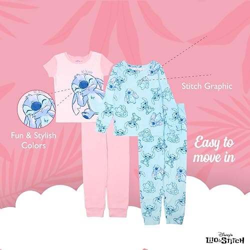 Disney Girls' 4-Piece Snug-fit Cotton Matching Pajama Set, Soft & Cute for Kids thumbnail 3