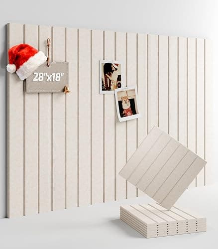 Fluxynara Felt Bulletin Board Tiles -28"x18" with 40 Adhesive Tabs, Cork Board Alternative for Office Decor, Push Pin Board Wall Organizer 6-Pack (Oatmeal) - Image 1