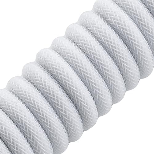 CableMod Pro Coiled Keyboard Cable (Glacier White, USB A to USB Type C, 150cm) thumbnail 2