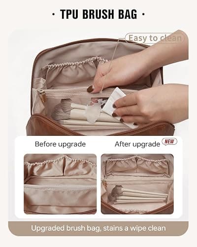 EACHY Travel Makeup Bag,Large Capacity Cosmetic Bags for Women,Waterproof Portable Pouch Open Flat Toiletry Bag Pattern Makeup Bag thumbnail 3