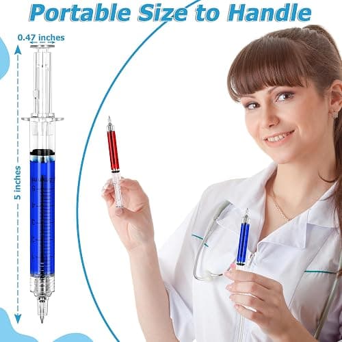 24Pcs Syringe Pen, Multi-Color Retractable Fun Nurses Week Gifts Bulk, Black Ink Novelty Pens Set, Nurse Accessories for Work and Nursing School Supplies, Imaginary Doctor Play Cool Gifts for Nurses thumbnail 4