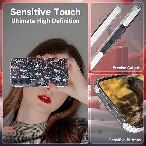 FOQENCCI Christmas Phone Case Compatible for Galaxy A16 5G Clear TPU + Black Camera Frame Protection Anit-Slip Shockproof Phone Cover with Xmas Candy Cane Wreath Print Design thumbnail 6