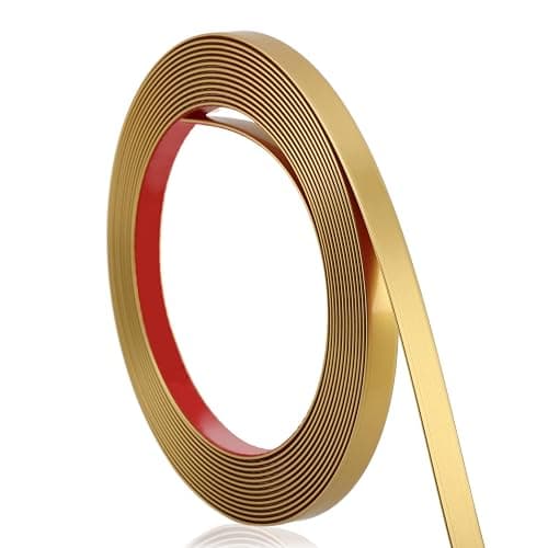 Soengsau Matte Gold Finish Molding Trim, 196.8"L x 0.4"W Peel and Stick Decoration Strip for Ceiling, Wall, Tile Edge, Furniture Cabinet, Mirror - Image 1