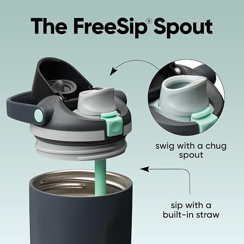 Owala FreeSip Sway Insulated Stainless Steel Water Bottle with Two-Way Spout, Built-In Straw and Bucket Handle, Made for Travel, School, and Sports, 30oz, BPA Free, Leak Proof, Foggy Tide thumbnail 4