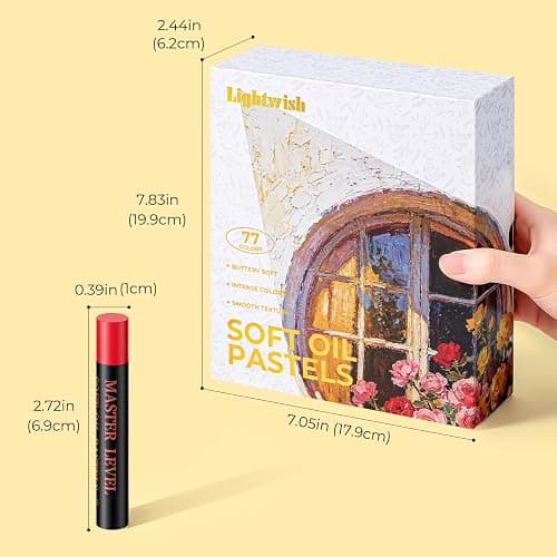 LIGHTWISH Professional Oil Pastels, 77 Floral Theme Colours Soft Oil Pastel | (78 Count Including 2 White Sticks), Smooth High Lightfast Pastels for Artists Students Beginners, Premium Art Gift Box thumbnail 3