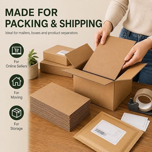 60 Pack Corrugated Cardboard Sheets 8.5 x 11 Inch, Kraft Cardboard Sheets for Crafts, DIY Projects, Art Supplies, Packaging Inserts and Printing thumbnail 6