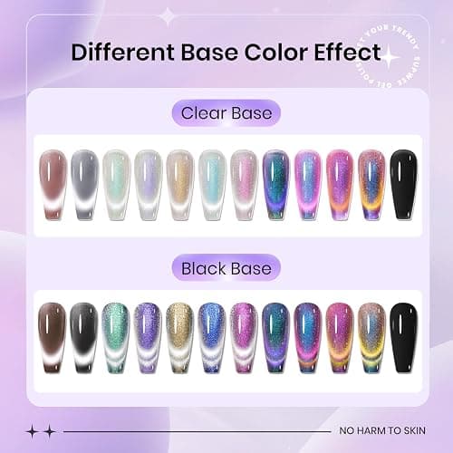 SUPWEE Magnetic Cat Eye Gel Nail Polish Set 12 Colors Cateye Gel Polish with Magnetic Stick Chameleon Cat Eye Gel Aurora Cat Eye Gel and Glass Cat Eye Gel Collection for Home DIY Manicure thumbnail 2