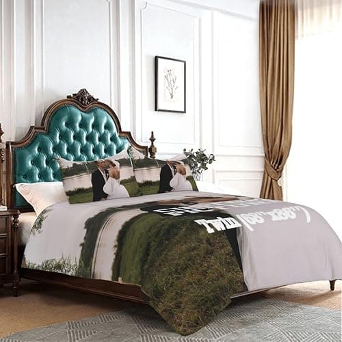 Custom Comforter Set Twin Personalized Duvet Cover with Picture Text Logo Comforter Set with 2 Pillowcases (68''x86''/173x218cm) Black thumbnail 7